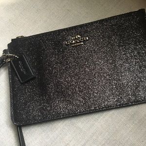 Coach black glitter wristlet